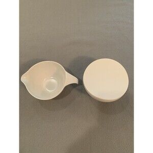 Prolon Melmac Creamer 7410 Sugar Bowl 7408 with Lid White MCM Vintage